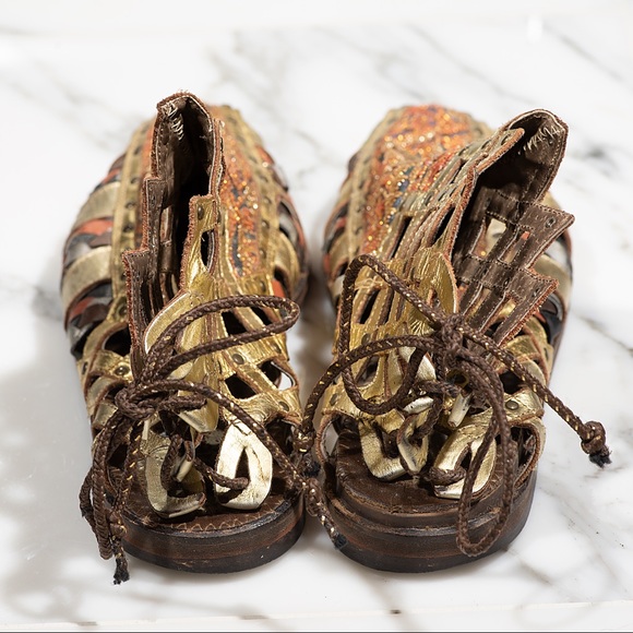 Vintage Spanish Leather Tapestry Gladiator Sandals - Picture 6 of 8